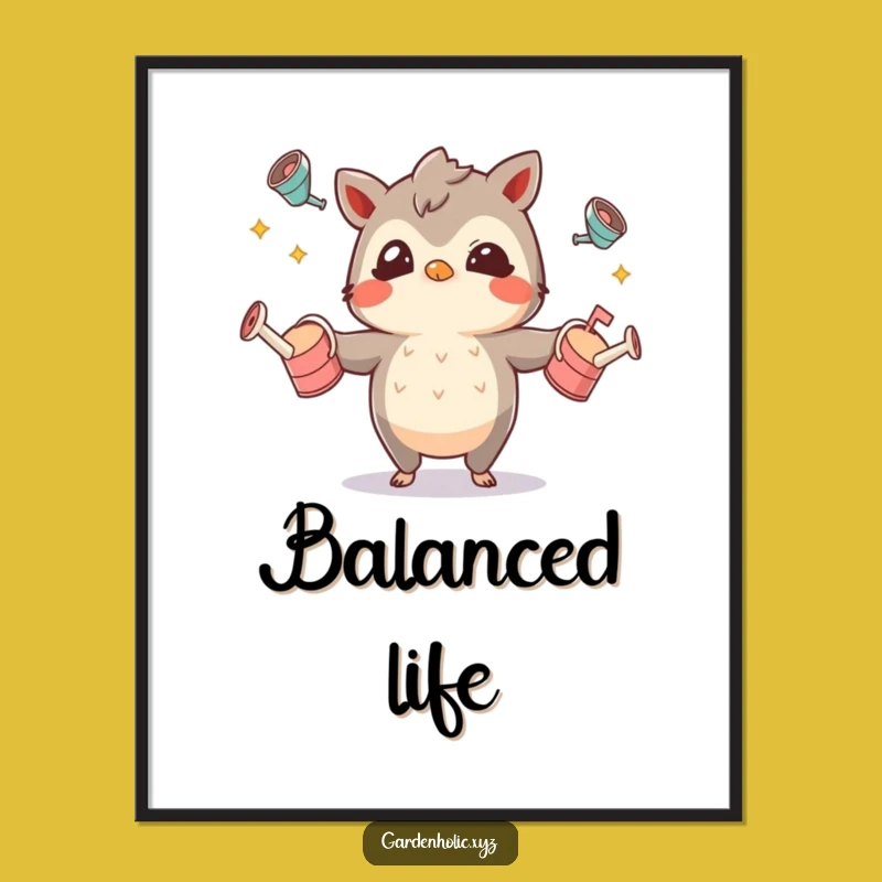 Funny Juggling Watering Cans Poster: Whimsical Wall Art