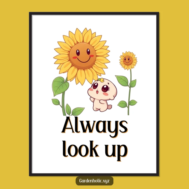 Funny Surprised Character Sunflower Poster - Add Hilarious Wall Art