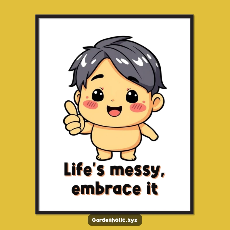 Funny Thumbs Up Dirt Smudge Poster: Humorous Wall Art for Garden Lovers