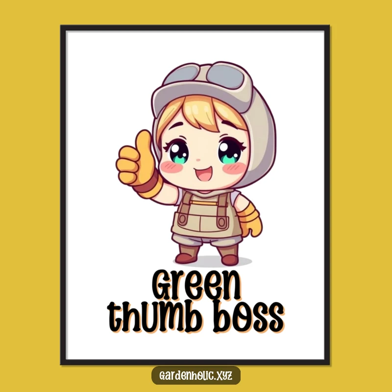 Funny Poster: Gardener Thumbs Up, Vibrant Funny Gift for Walls