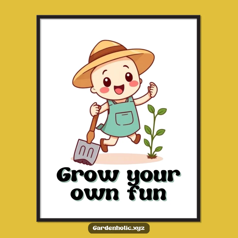 Funny Garden Hoe Art Print - Cheerful Hop Wall Decor Gift
