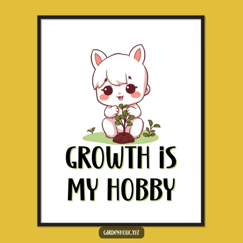 Charming Funny Art Poster: Happy Pruner Character, Garden Decor Gift