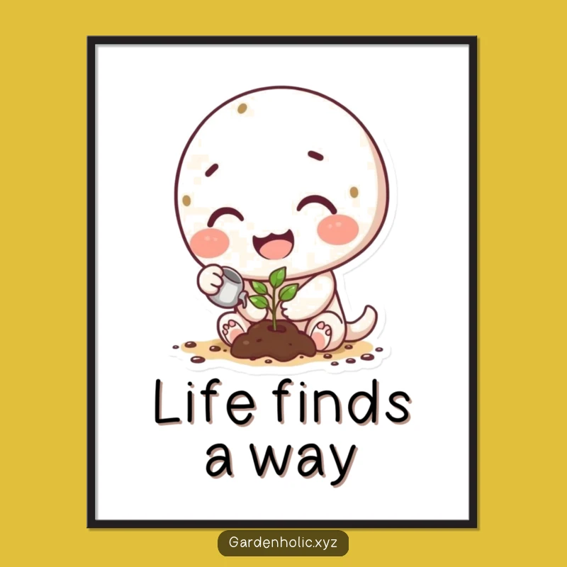 Funny Garden Art Print: Happy Sprout Poster for Nature-Inspired Decor