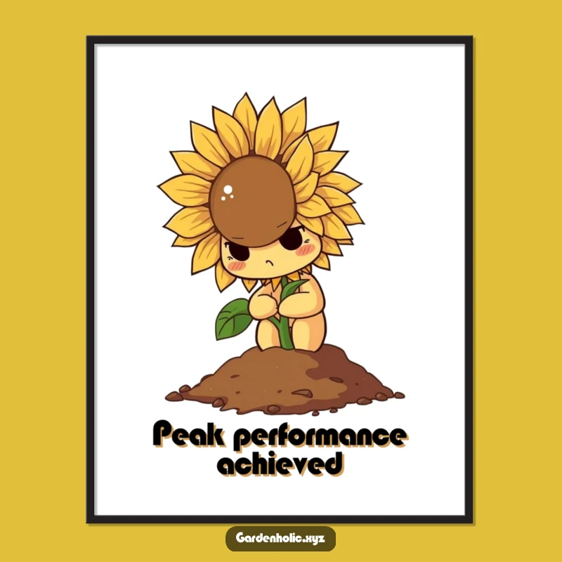Funny Wilting Sunflower Poster: Dramatic Art for a Humorous Home Decor Statement