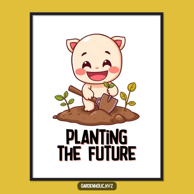 Funny Garden Art Print: Cheerful Planter Poster for Inspiring Spaces