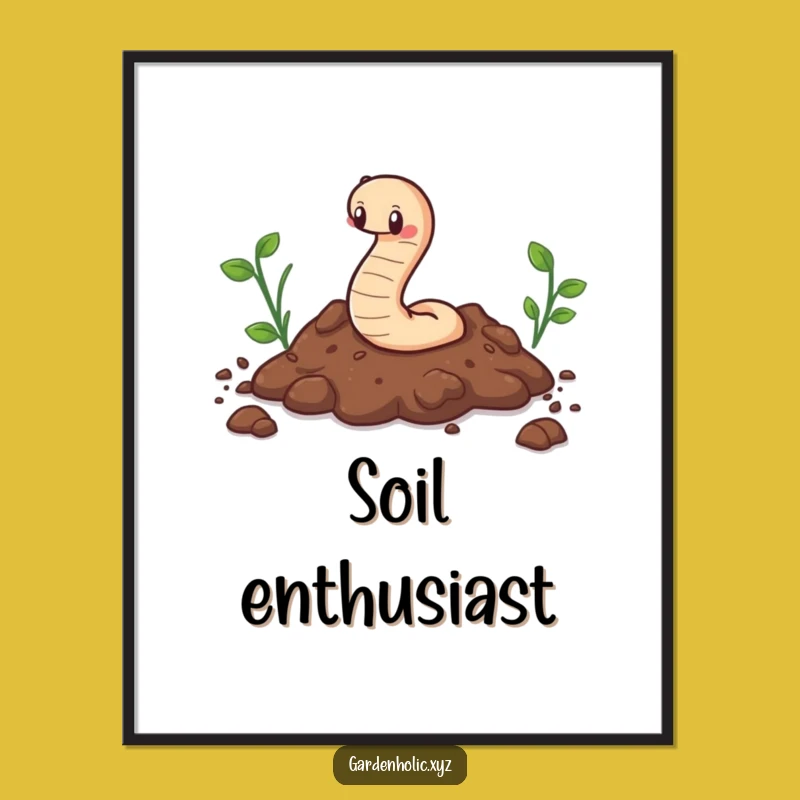 Funny Cute Worm Poster Charming Wall Art for Garden Lovers