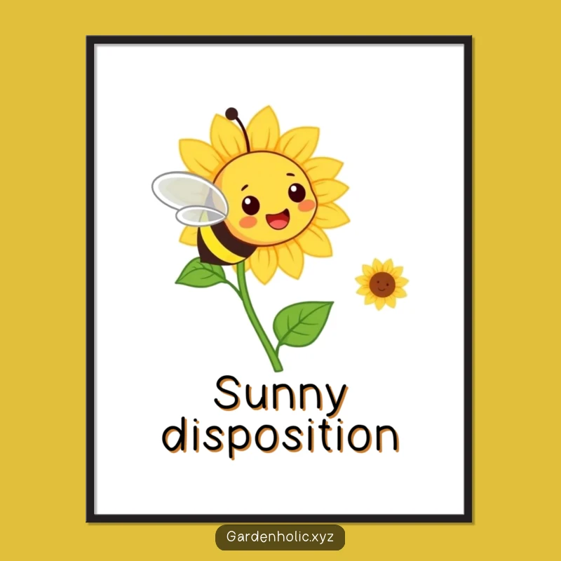 Funny Bee & Sunflower Poster: Cheerful Garden Art, A Whimsical Funny Gift!