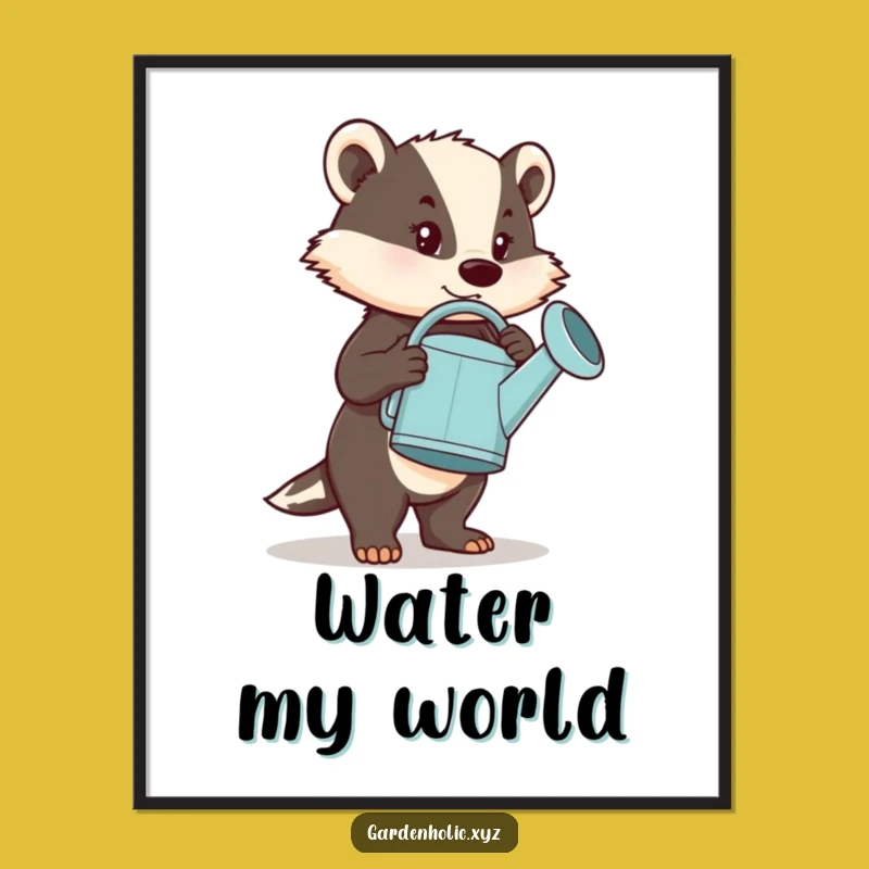 Funny Determined Badger Poster: Motivational Art, Big Task Humor, Perfect Funny Gift