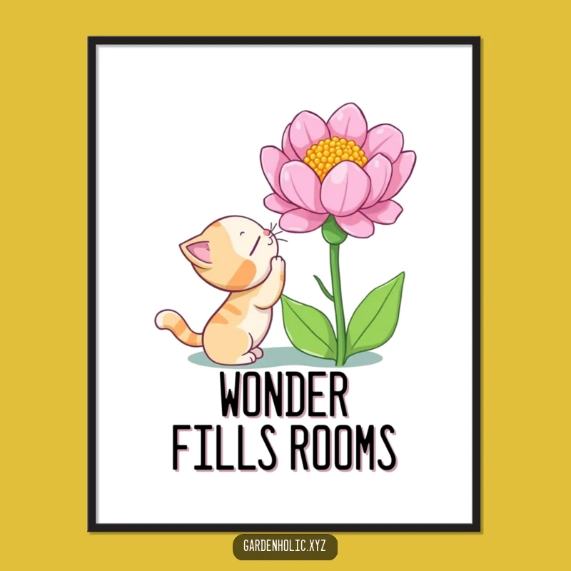Funny Cat Flower Wonder Poster - Wall Art That Inspires Curiosity