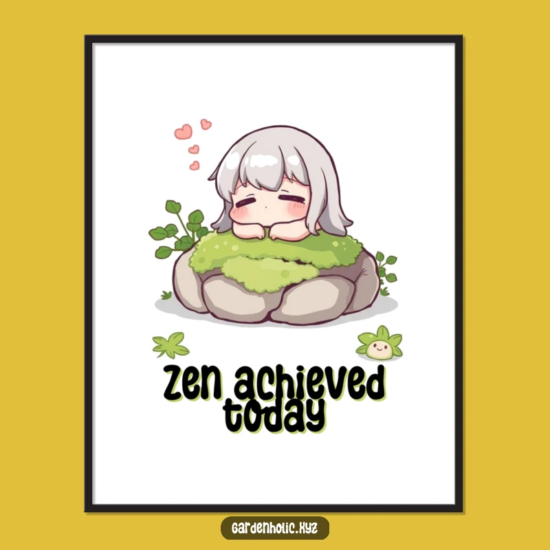 Funny Poster: Content Character Sigh Art, Peaceful Wall Decor