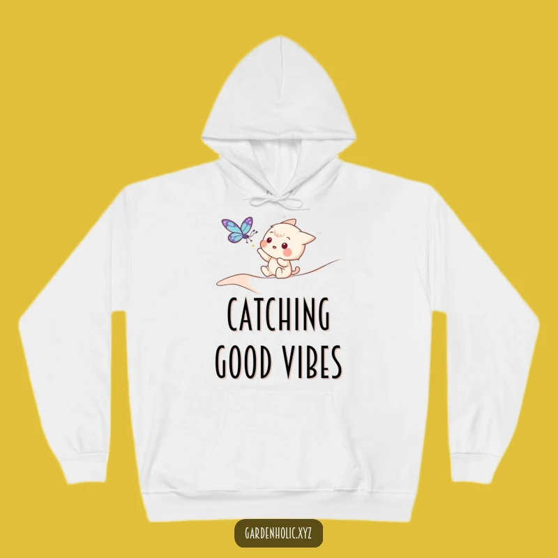 Funny Nature Explorer Hoodie - Playful Butterfly Catching, Cozy Funny Gift!