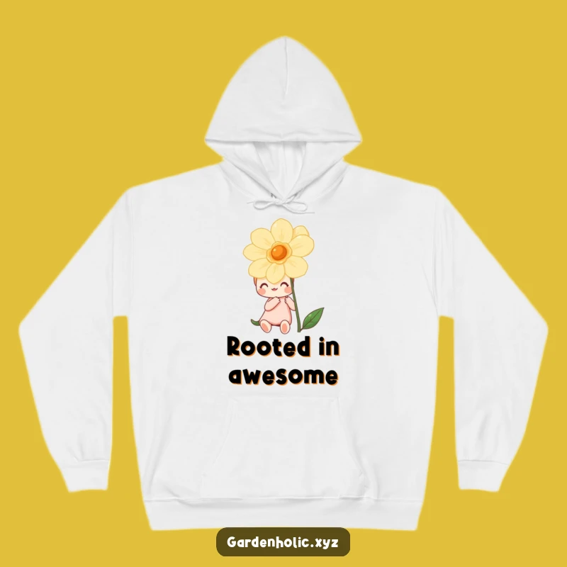 Cozy Funny Flower Hoodie: Happy Character's Blooming Joy, Warm & Whimsical Gift