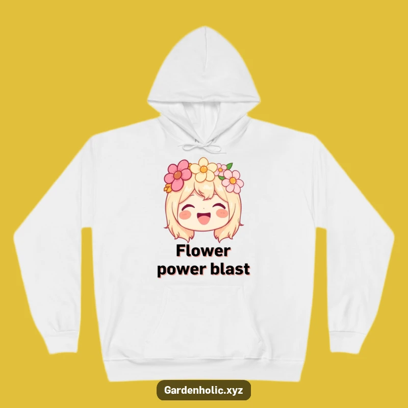 Funny Happy Character Hoodie - Joyful Flower Crown Beaming, Cozy Funny Gift!