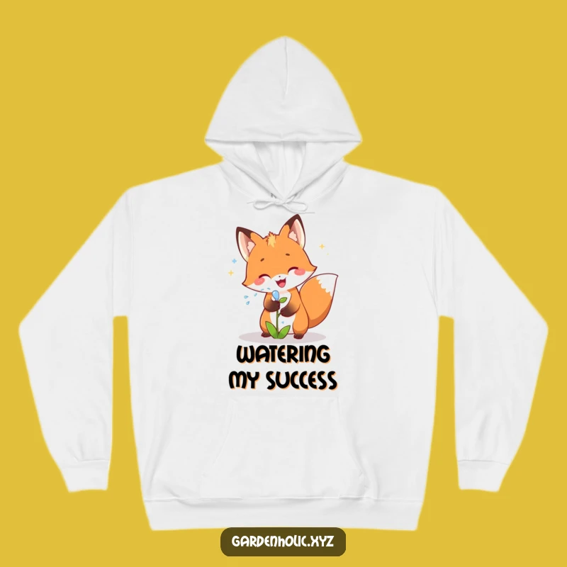Funny Fox Gardener Hoodie: Cozy & Joyful Fox Watering a Plant, Awesome Nature Gift!