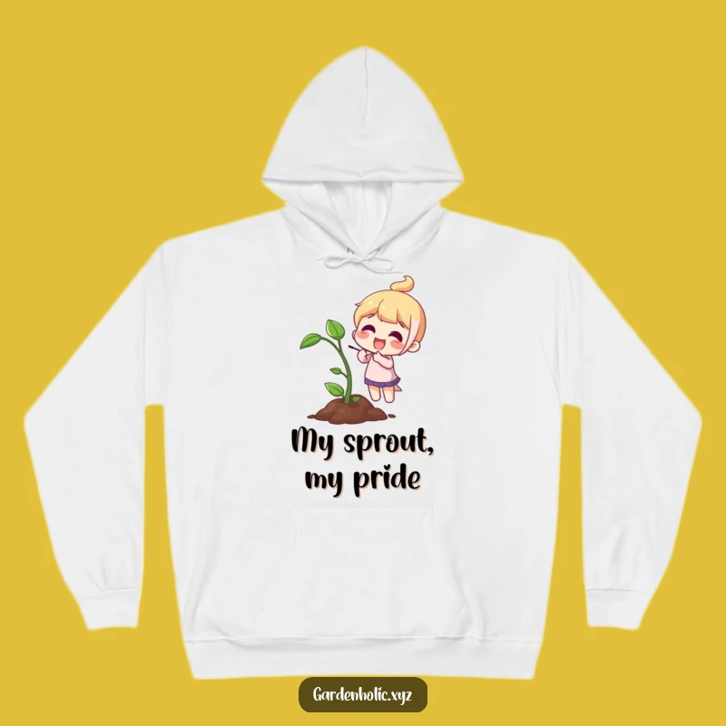 Funny Sprout Pointing Hoodie: Cozy Character Apparel, Ideal Funny Gift for Plant Lovers