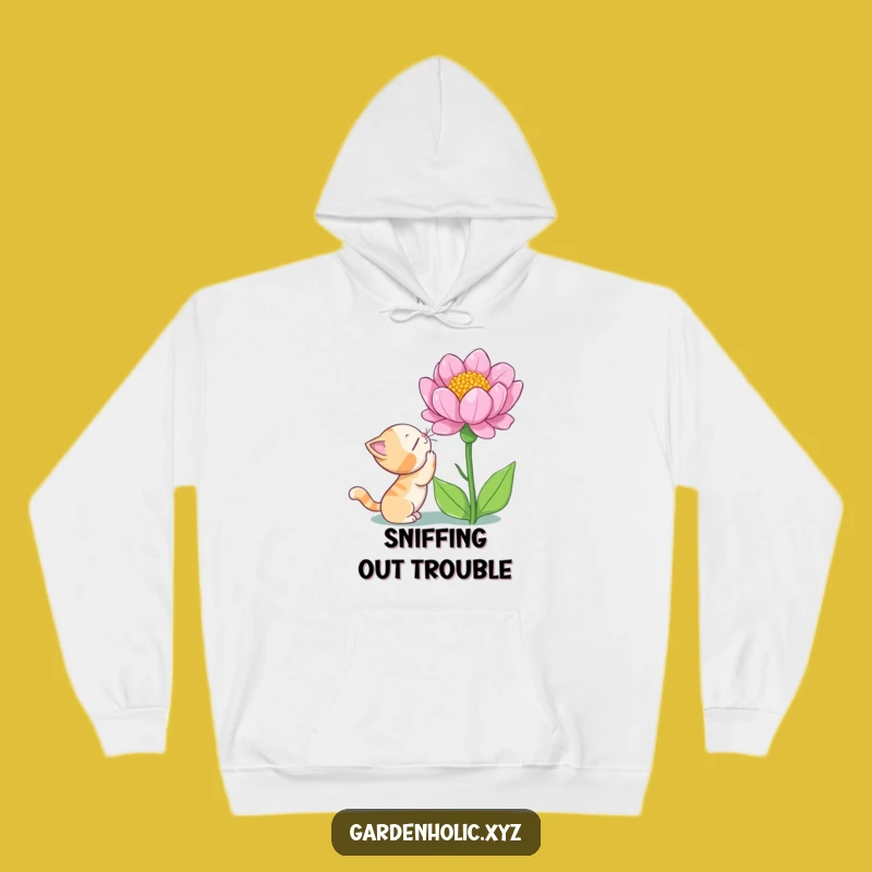 Funny Cat Flower Wonder Hoodie - Cozy Up with Curious Charm