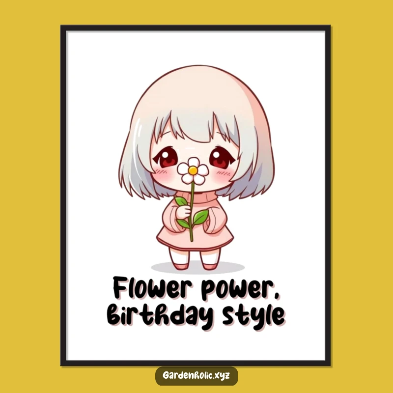 Funny Free Printable Wall Art: Blooming Flower Character, Whimsical Downloadable Decor