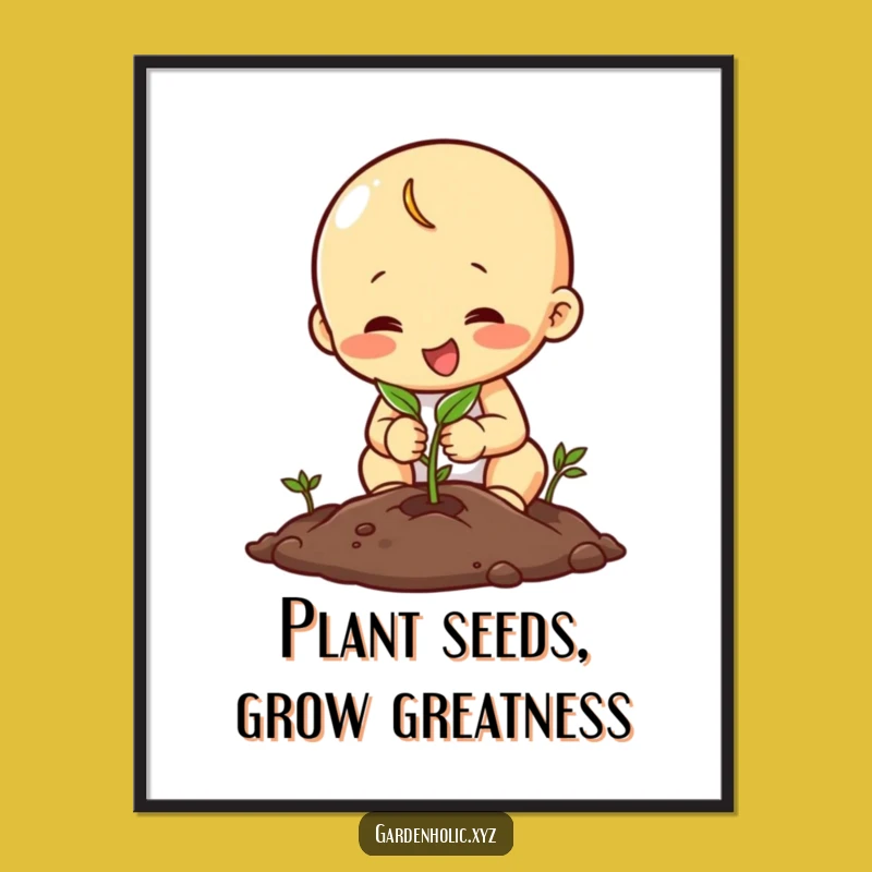 Free Printable Wall Art: Planting Character Funny Downloadable Decor
