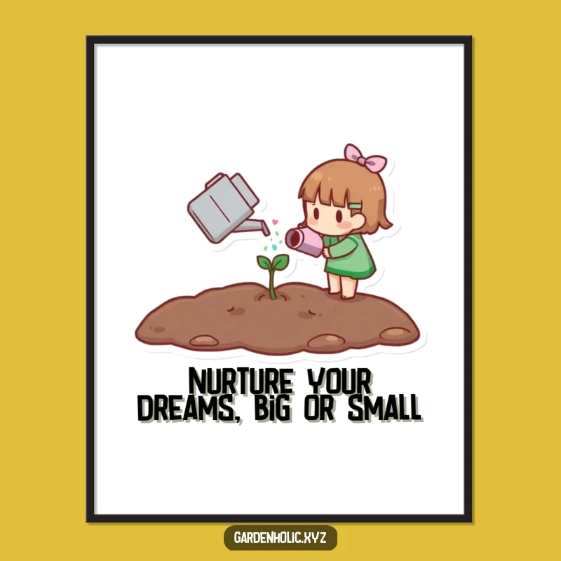 Free Printable Wall Art: Sprout Watering Character Funny Decor