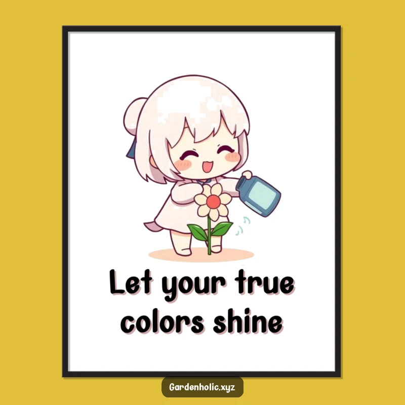 Funny Free Printable Flower Wall Art - Watering Smiles Decor