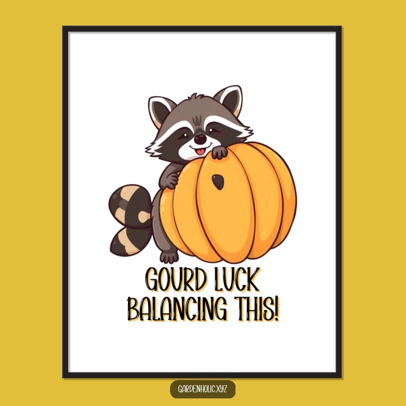 Free Printable Raccoon Pumpkin Wall Art - Funny Downloadable Rustic Decor