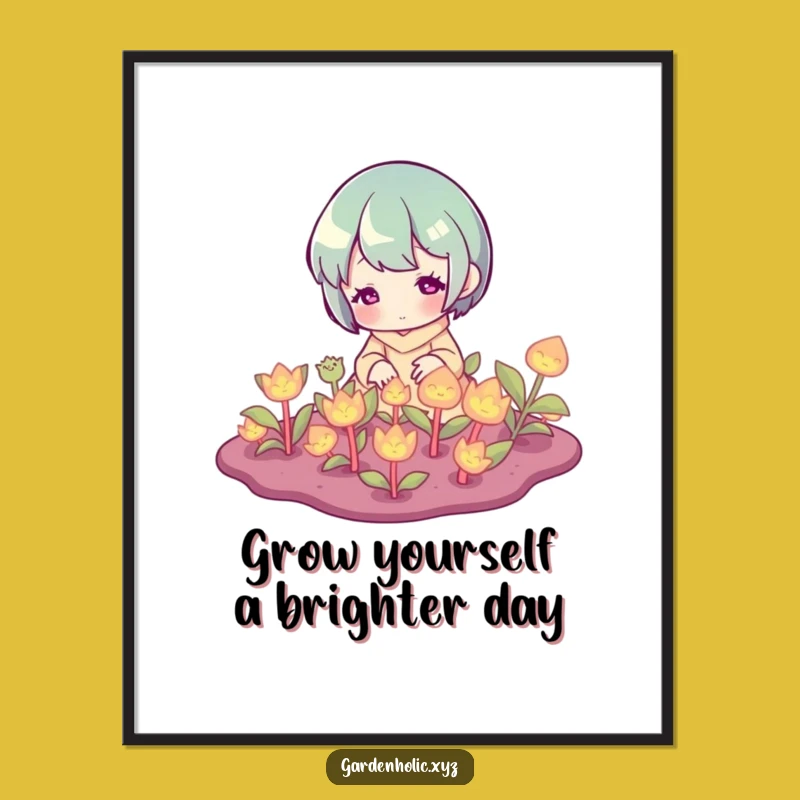 Free Printable Wall Art: Glowing Garden Character Design, Downloadable Humorous Decor