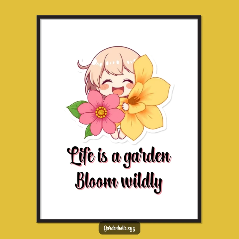 Whimsical Free Printable Wall Art: Giggling Flower Character Art