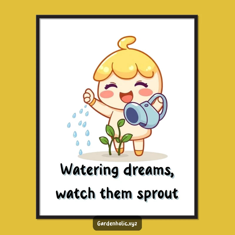 Funny Free Printable Wall Art: Joyful Gardener & Sprout, Whimsical Decor