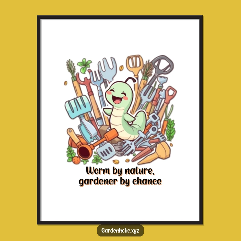 Free Printable Gardener Wall Art: Worm's Joyful Swim Downloadable Decor