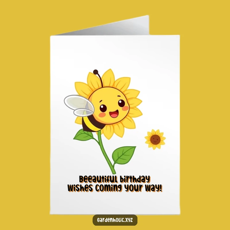 Free Printable Birthday Card: Bee & Sunflower Fun, Joyful Downloadable Gift