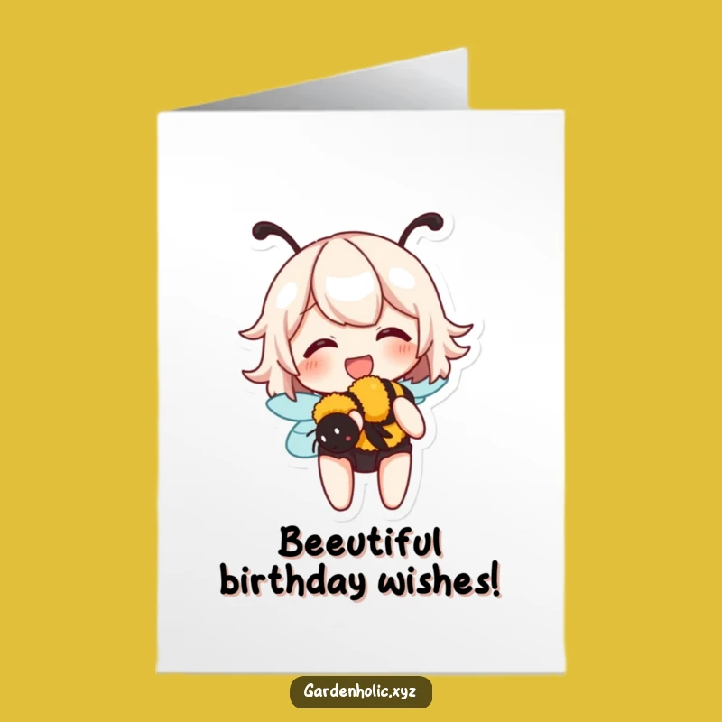 Free Printable Birthday Card: Giggling Bee Character Funny Downloadable Gift