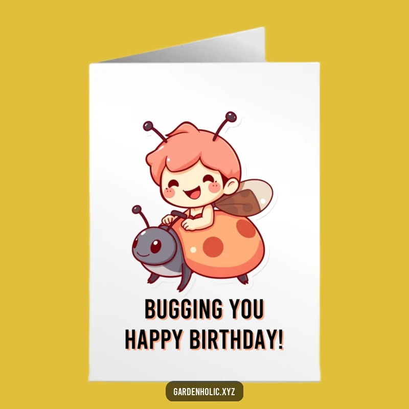 Free Printable Ladybug Ride Birthday Card: Funny Downloadable Gift