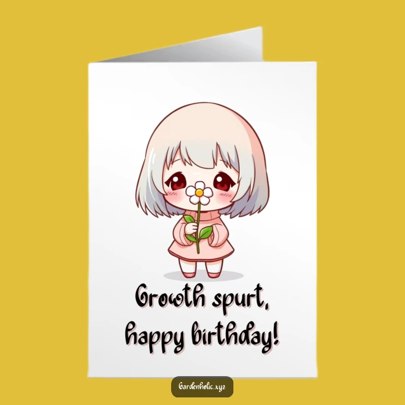 Free Printable Birthday Card: Funny Flower Bloom Character, Unique Downloadable Gift