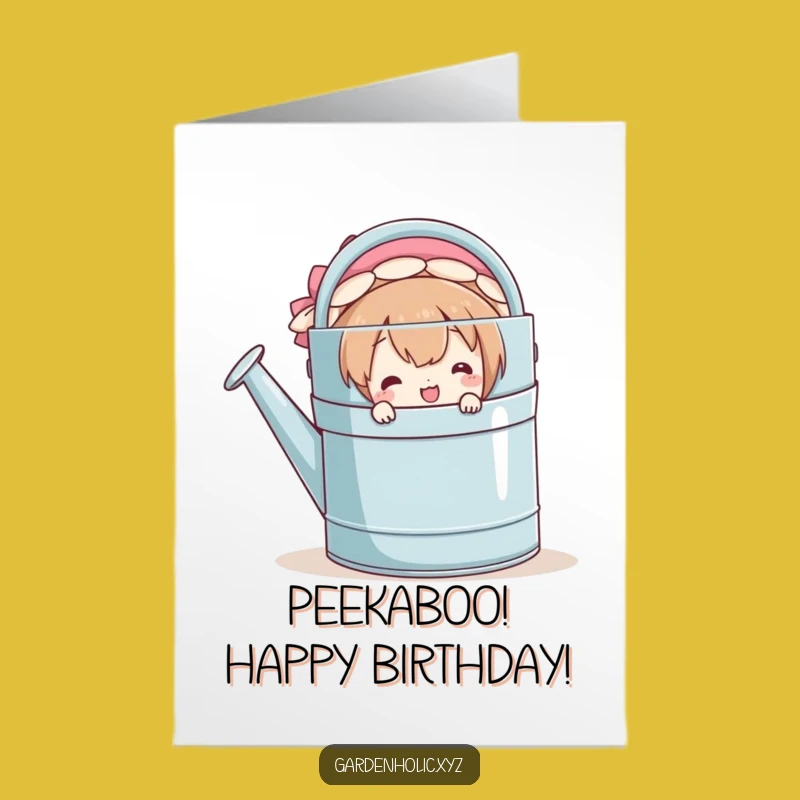 Free Printable Birthday Card: Peek-a-Boo Watering Can - Funny Downloadable Gift