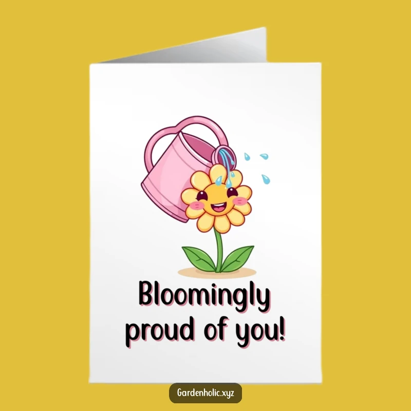 Free Printable Congrats Card: Flower Blooms Watering - Downloadable Celebration