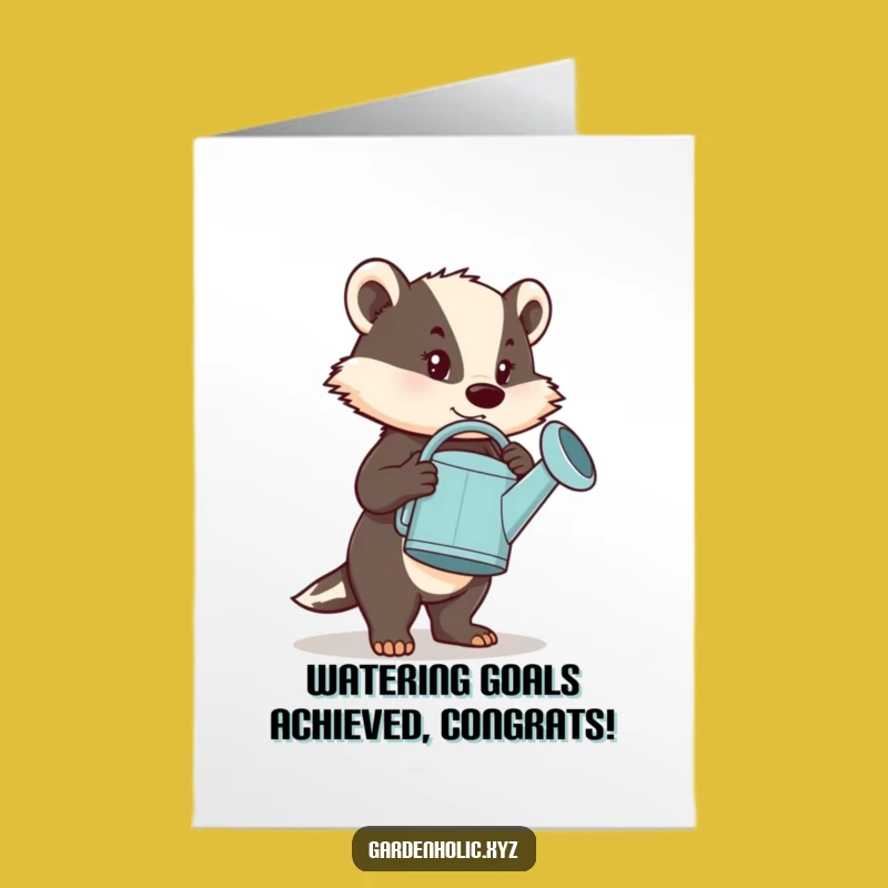 Free Printable Badger Congratulations Card: Huge Watering Can Success Gift