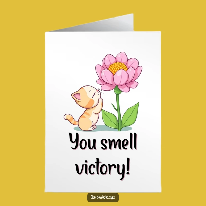Free Printable Cat Flower Congrats Card - Delightful Downloadable Celebration Gift
