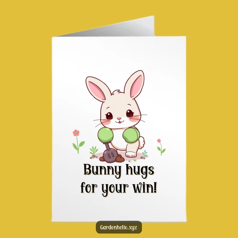 Free Printable Congrats Card: Bunny's Big Dig! Cute Bunny Downloadable Greeting for Success.