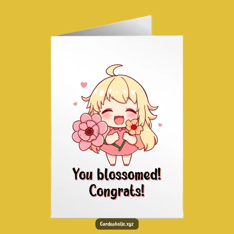 Free Printable Congrats Card: Cute Flower Character Funny Downloadable Gift