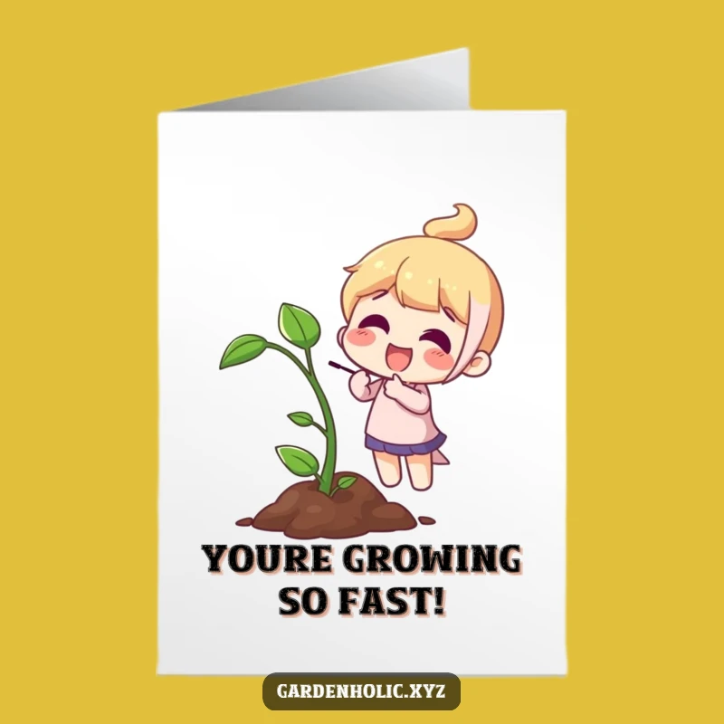 Free Printable Congrats Card: Joyful Sprout Character, Funny Growth Celebration