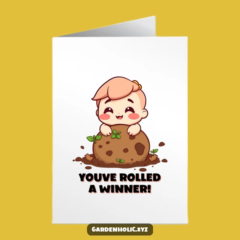 Free Printable Congrats Card: Happy Soil Ball Character, Humorous Downloadable Gift