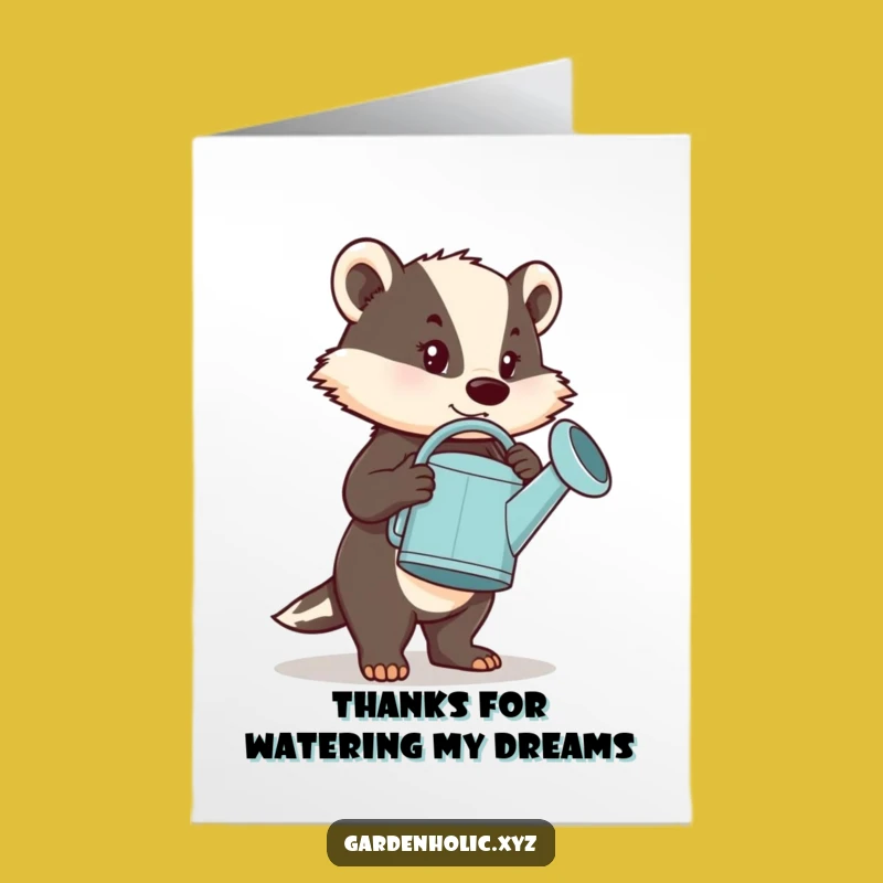 Free Printable Badger Thank You Card: Big Watering Can Appreciation Download