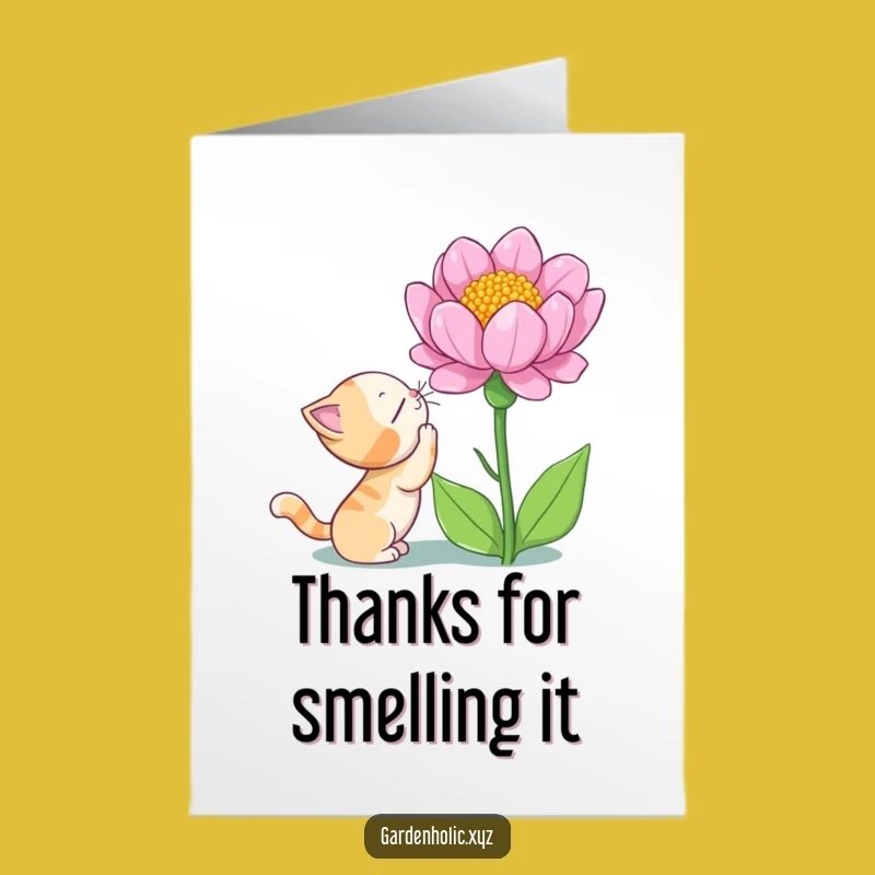 Free Printable Cat Flower Thank You Card - Sweet Downloadable Appreciation Gift