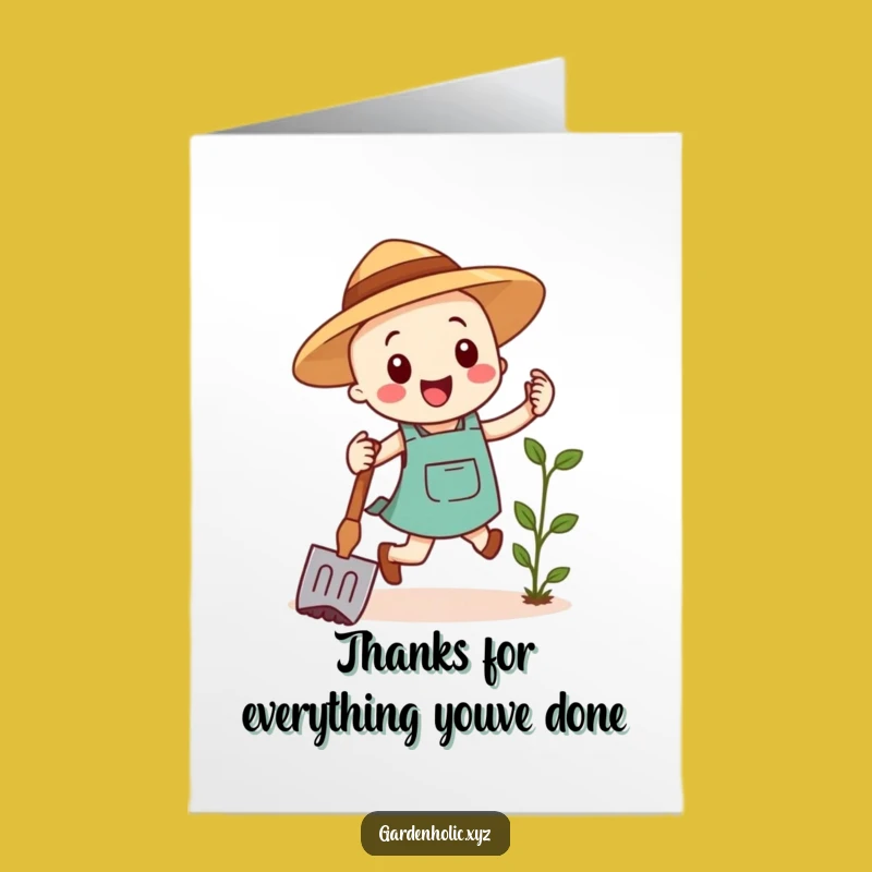 Free Printable Gardening Hoe Thank You Card: Funny Hop Downloadable Gift