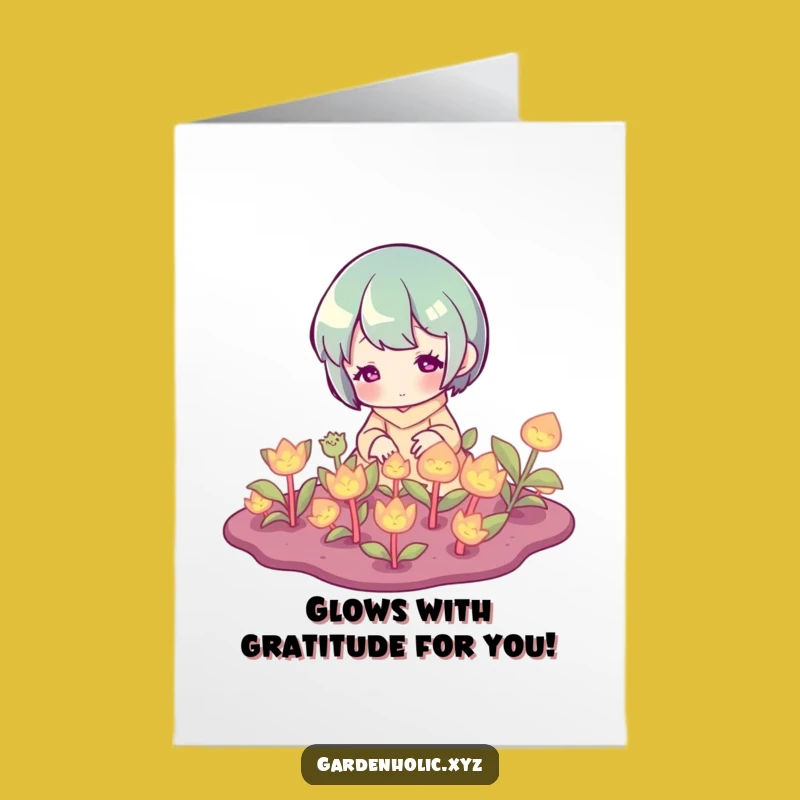 Free Printable Thank You Card: Glowing Garden Character Greeting, Downloadable Appreciation Gift
