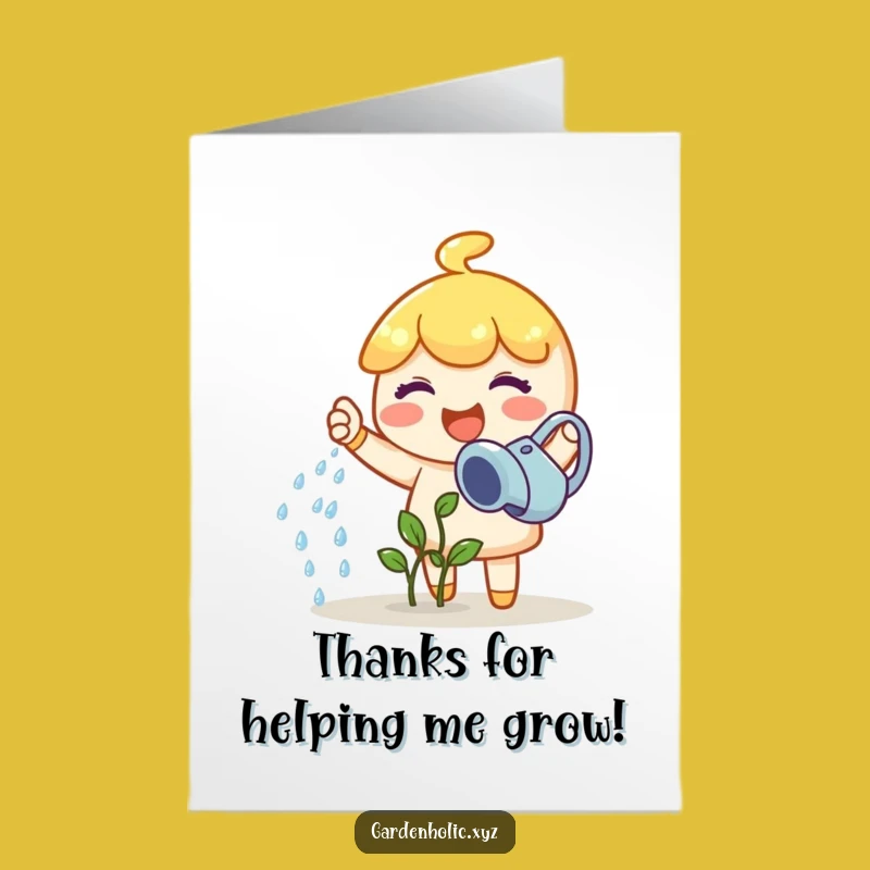 Free Printable Thank You Card: Joyful Gardener, Growing Thanks, Cute Sprout