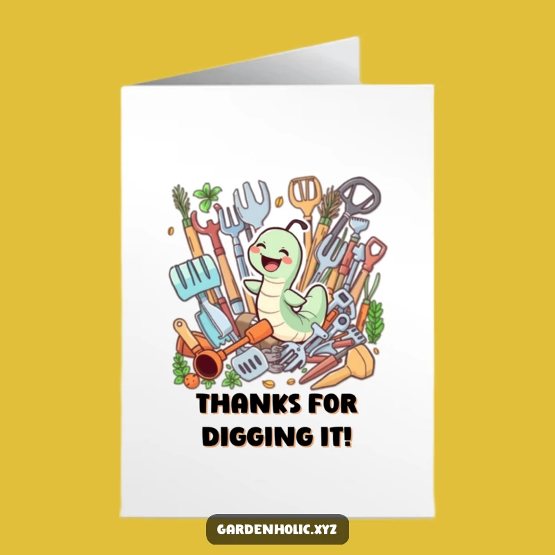 Free Printable Gardener Thank You Card: Worm's Happy Swim Downloadable