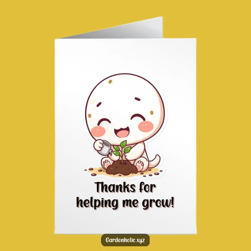 Free Printable Thank You Card: Funny Gardener Character - Thanks Grow Downloadable Gift