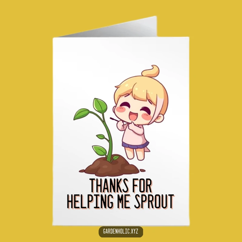 Free Printable Thank You Card: Joyful Sprout Character, Funny Gratitude Download