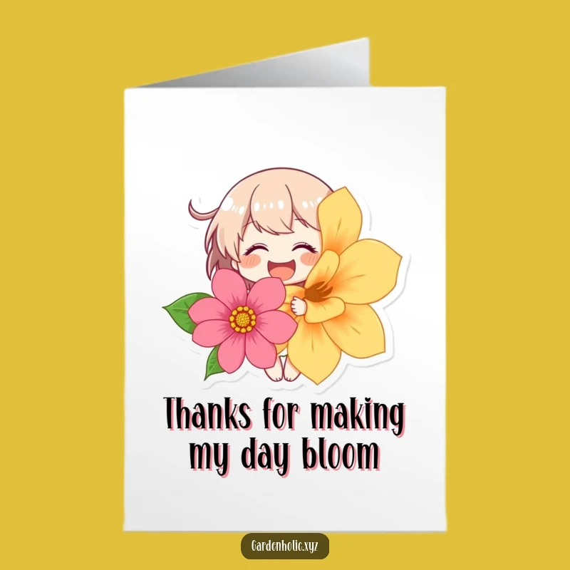 Charming Free Printable Thank You Card: Giggling Flower Character Art
